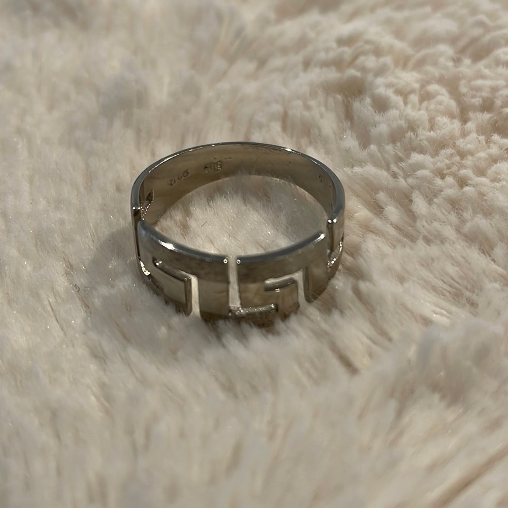 Silver Greek Key Ring